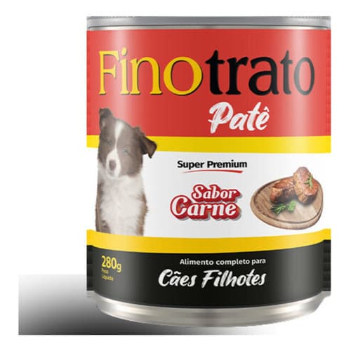 Ração Úmida para Cachorro Patê para Cachorro Ração Úmida Cachorro Filhote Patê Finotrato Carne 280g