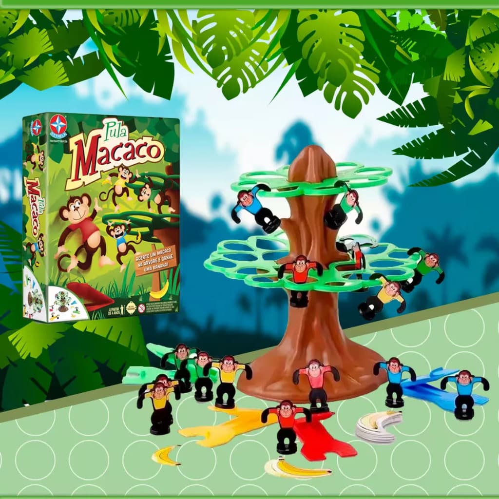 Brinquedo Infantil Pula Macaco Jogo Divertido de Equilíbrio Para Crianças e Família