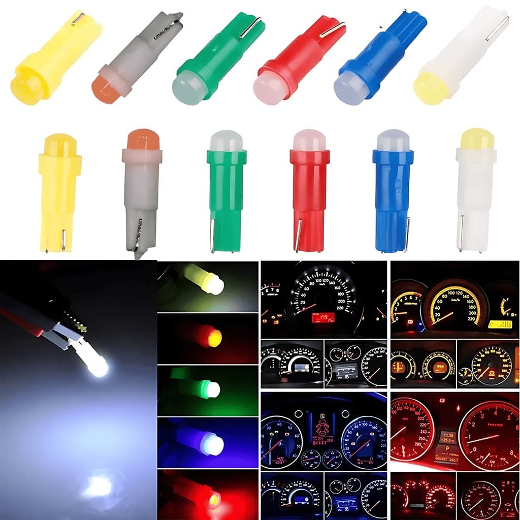 5/10 x Lâmpada LED T5 COB w5w pinguinho painel moto carro esmagadinha camarãozinho