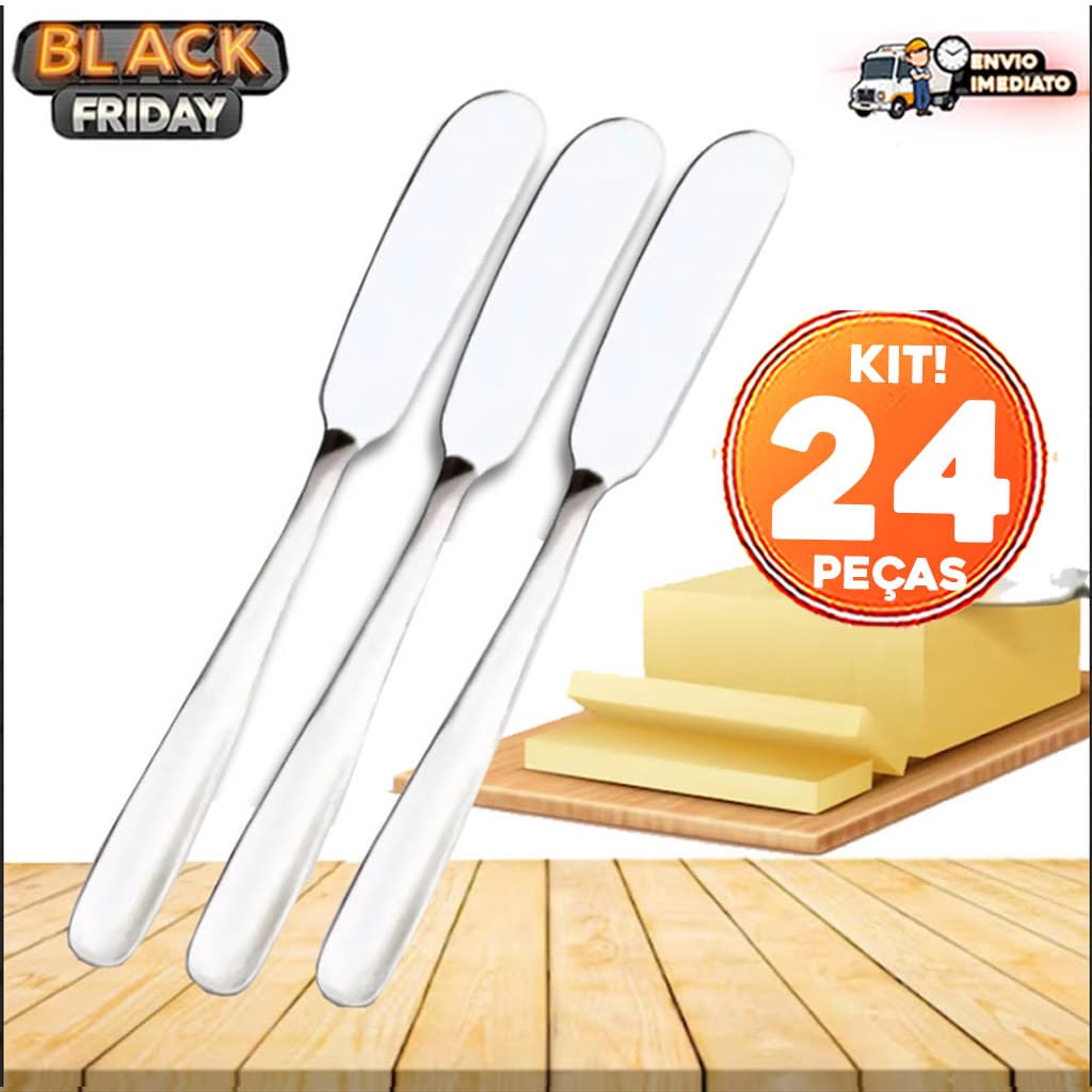Kit 24 Espátulas de Aço Inox para Manteiga, Patê e Geleia - Elegância e Funcionalidade para Cozinha e Restaurantes