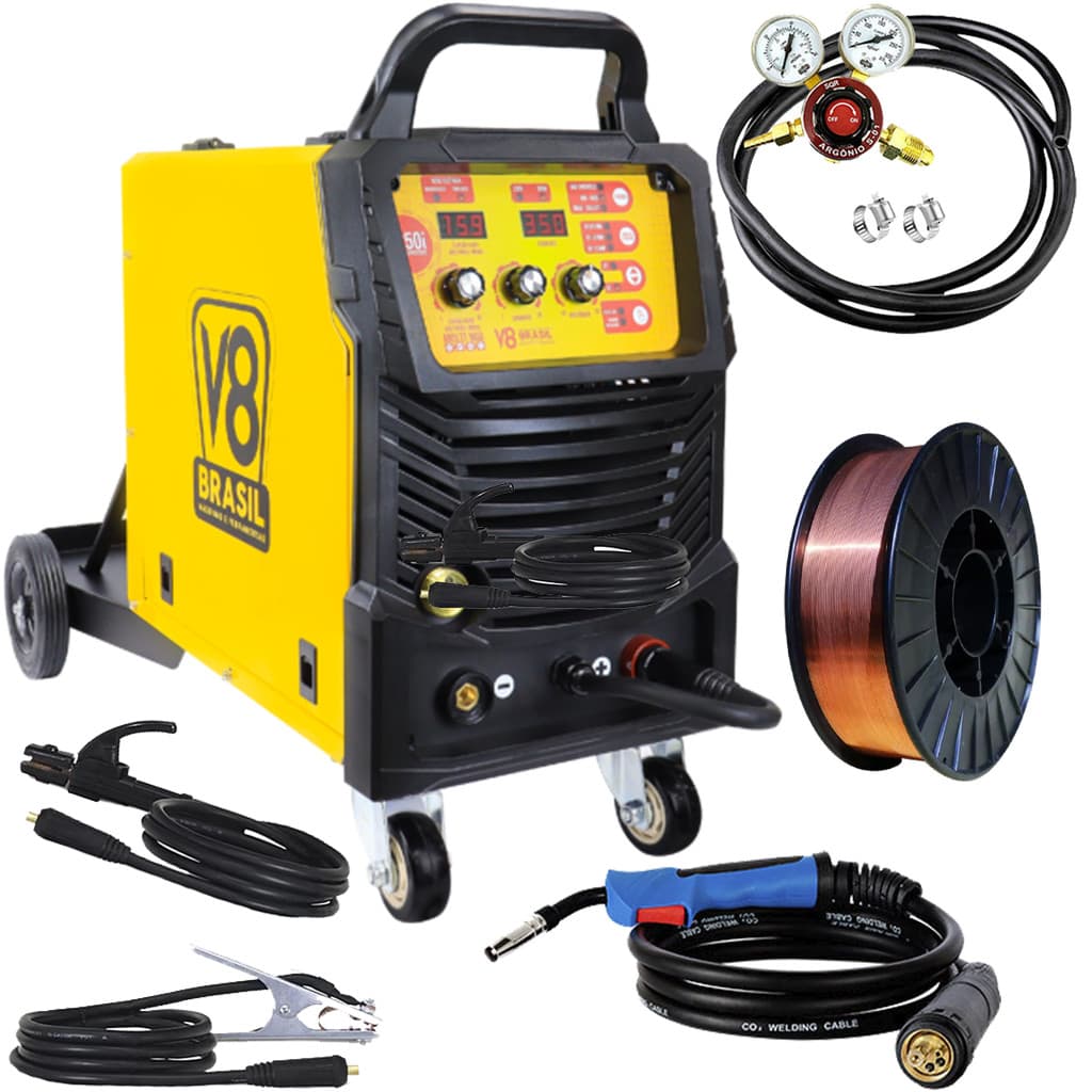 Maquina De Solda Inversora Mig 350A Bivolt Tig Eletrodo Regulador De Gás Arame Para Uso Com Gás 5kg