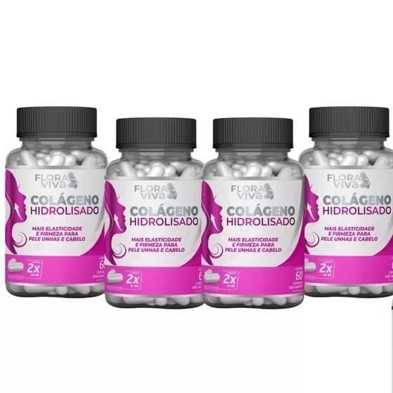 Kit com 6 Colágeno Hidrolisado 500mg 60 Cápsulas - Flora Viva