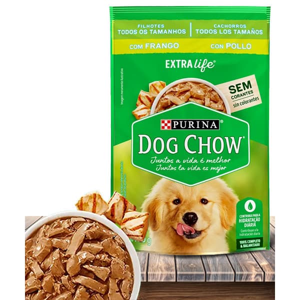Ração Úmida Nestlé Purina Dog Chow Sachê Franguinho ao Molho para Cães Filhotes - 100 Gr