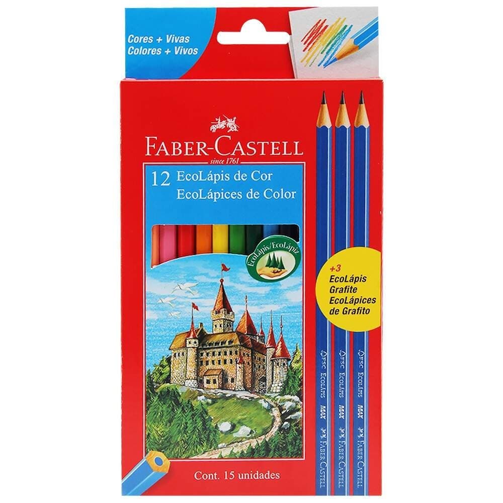 Kit 2 Cxs de Lápis Ecolápis 12 + 3 Lápis Escrever Faber Castell