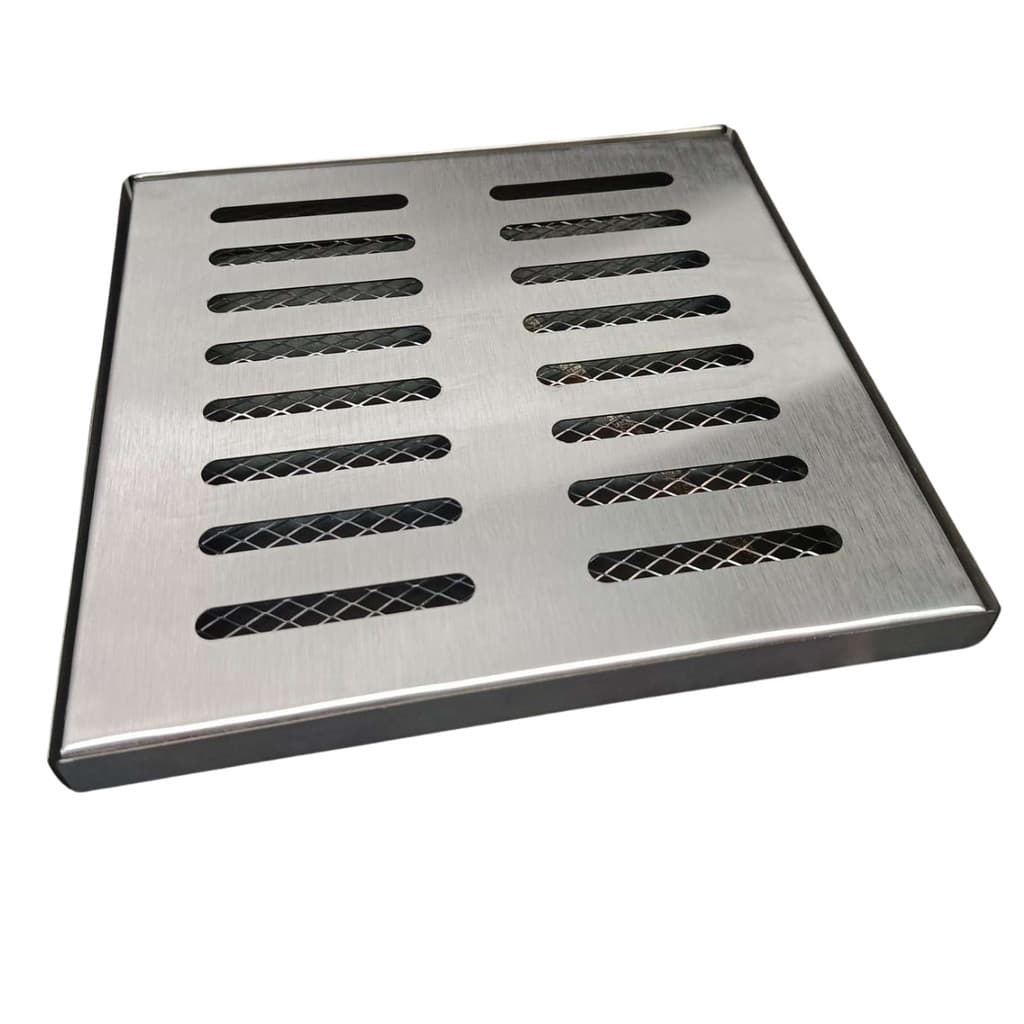 Ralo Quadrado Grelha Inox 20x20 com Tela e Aro