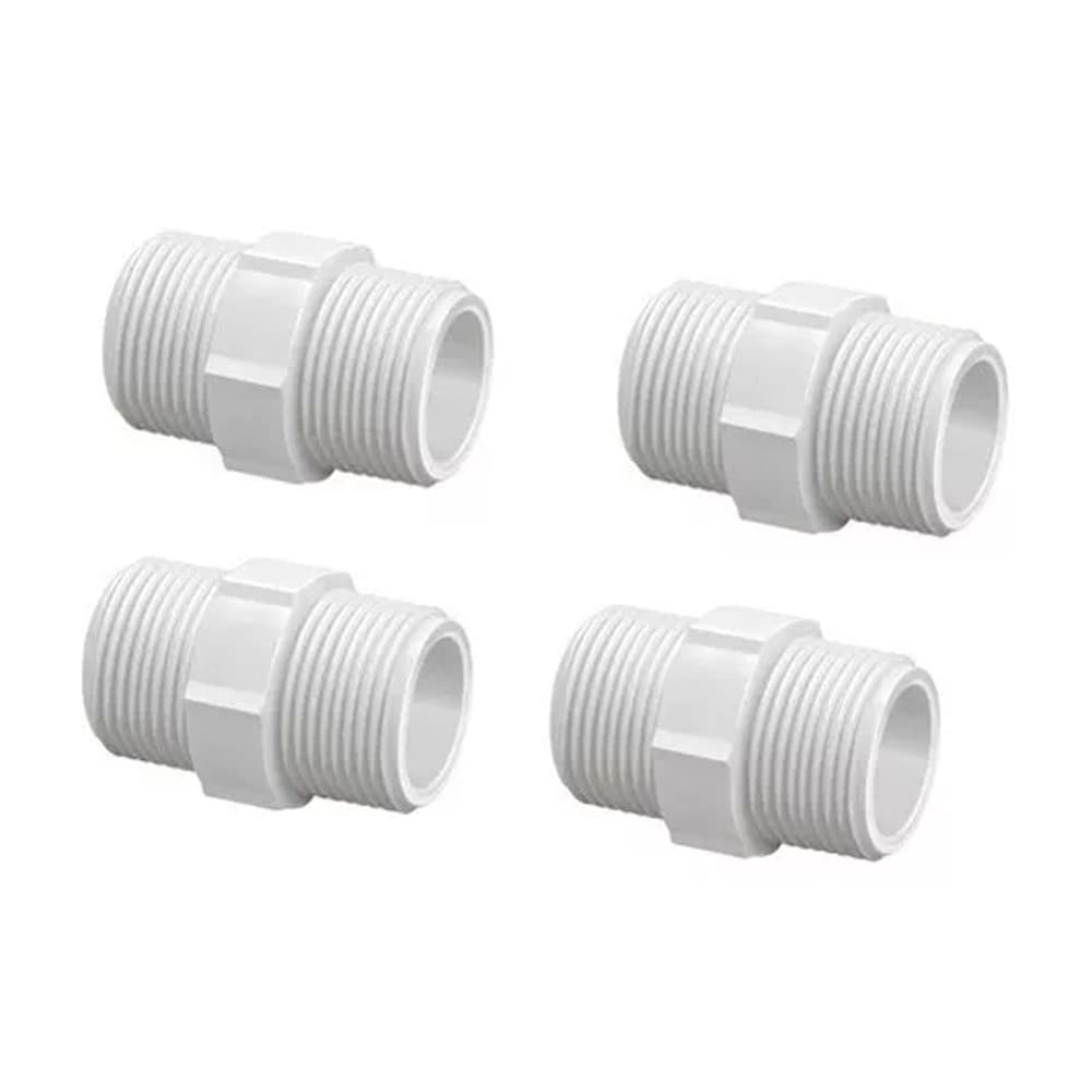Kit 6 Nipel Niple Emenda União 1/2 X 1/2 Pvc Branco