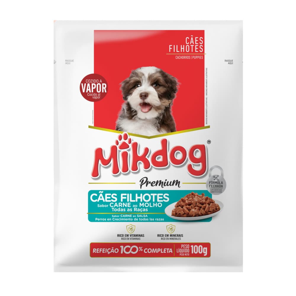 Mik Dog 18un Sachê Carne Cachorro Filhote Display 100G