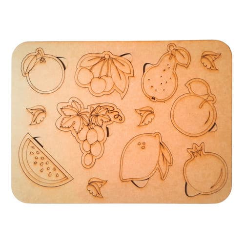 Tabuleiro Brinquedos Educativo Pedagógico Encaixe Frutas Mdf