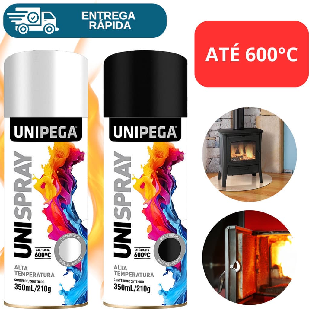 Tinta Spray Alta Temperatura Até 600ºc Fogão Lareira Grelha Chaminé Escapamento Moto Churrasqueira