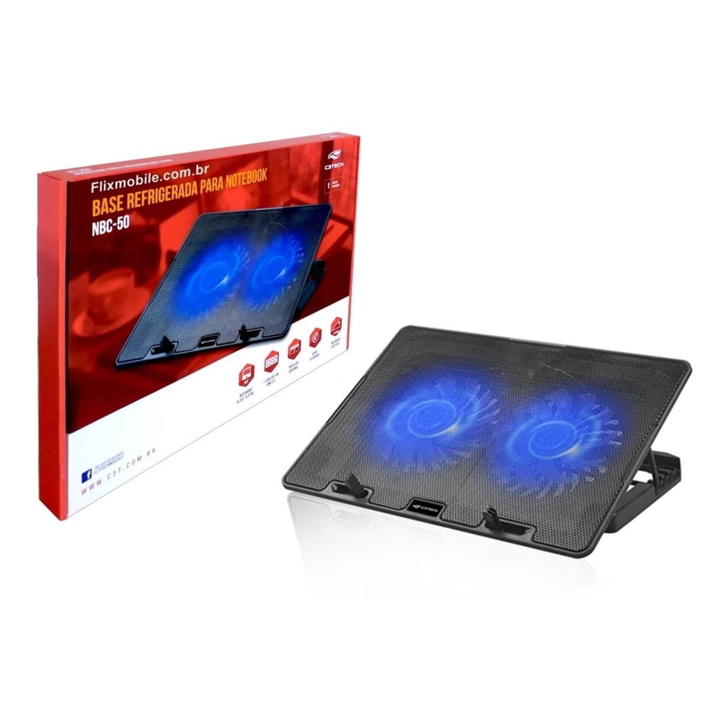 Base para Resfriar Notebook e Video Game PS4 e Xbox Cooler Duplo e Regulagem Altura