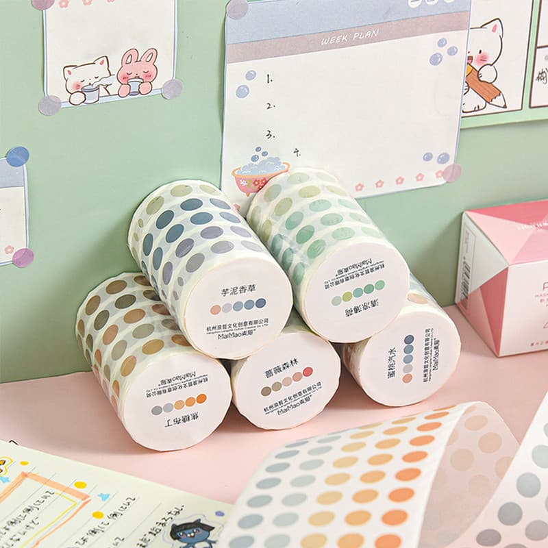 Etiquetas Coloridas De Bolinhas E Adesivos Fitas Washi Para Scrapbooking Artesanato DIY