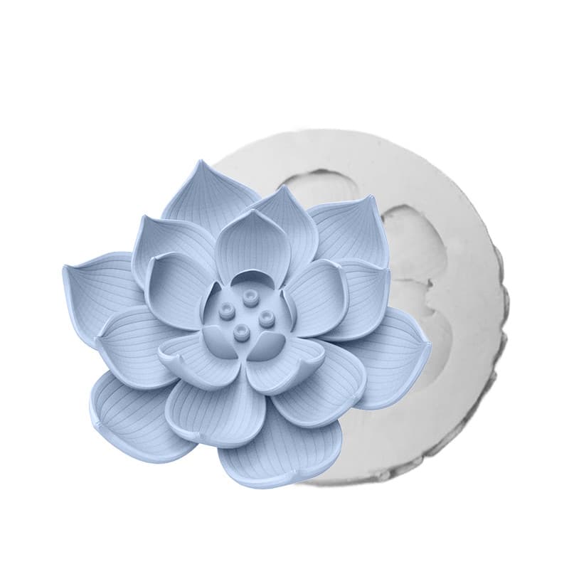 Forma de Silicone Flor de Lótus Aberta Para Velas, Lembrancinhas, Sabonetes, Resina e Gesso