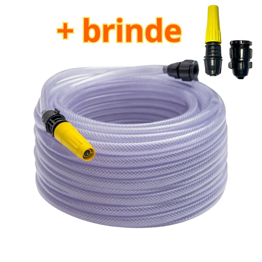 Mangueira De Jardim Jatobraz Cristal Trançada + Kit Conexão e Esguicho