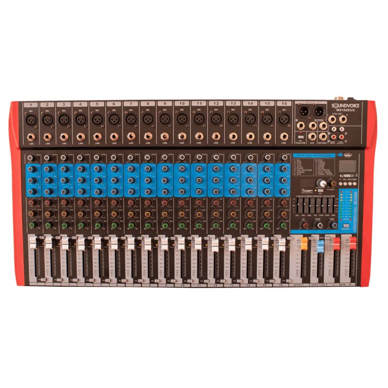 MESA DE SOM SOUNDVOICE MS162 EUX 16 CANAIS EF/EQ