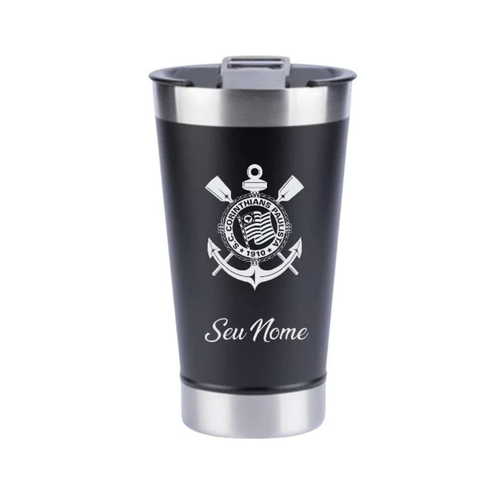 Copo Térmico 473ml  Personalizado a laser Corinthians e Nome Verao