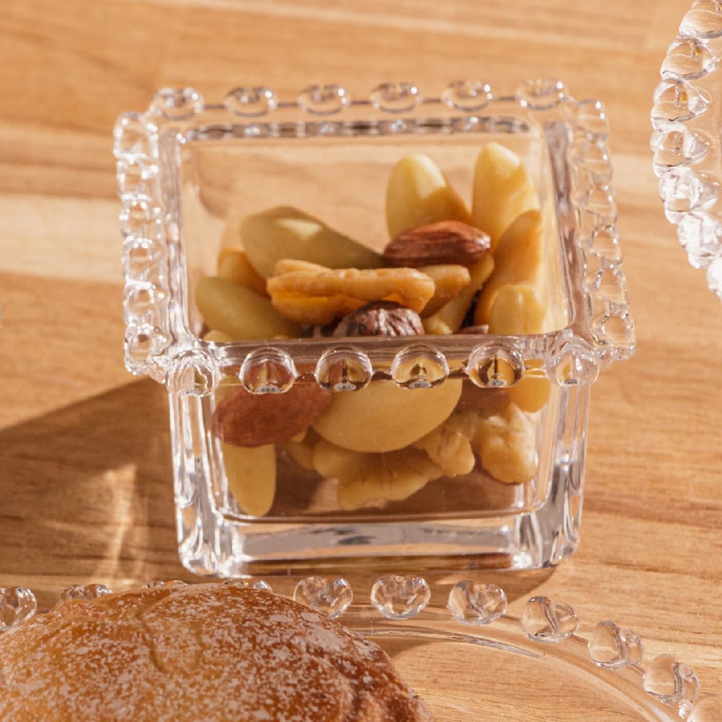 Bowl Cumbuca Tigela Porta Sachê de Cristal Corações Coração Coraçãozinho Heart Transparente Lyor 8,5x8,5x5cm