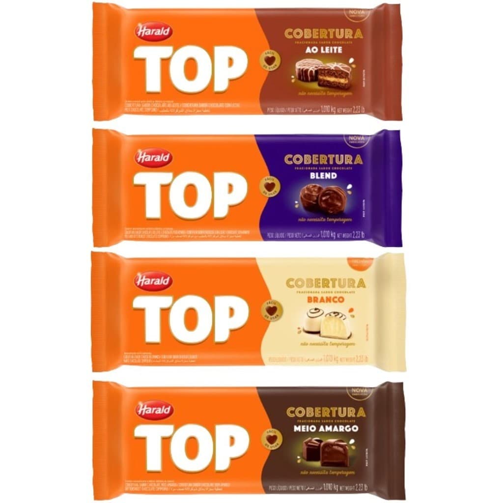 Cobertura de Chocolate em Barra Harald Top 1,010kg Sabores