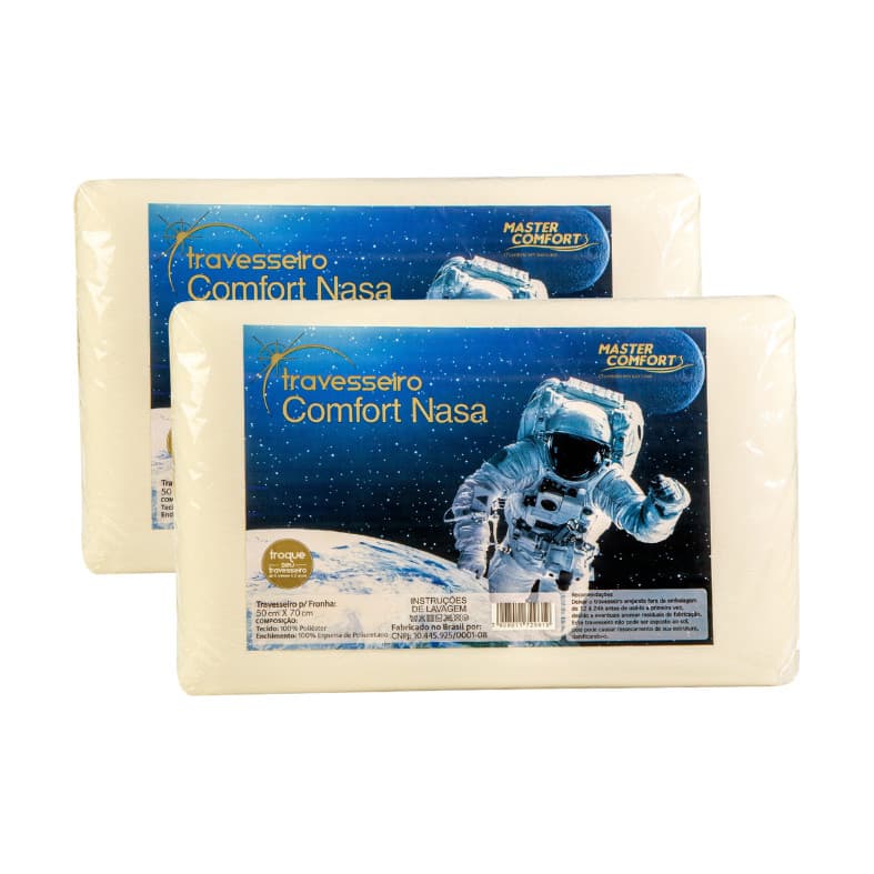Kit 2 Travesseiro Master Comfort Nasa 38X58X10 Visco