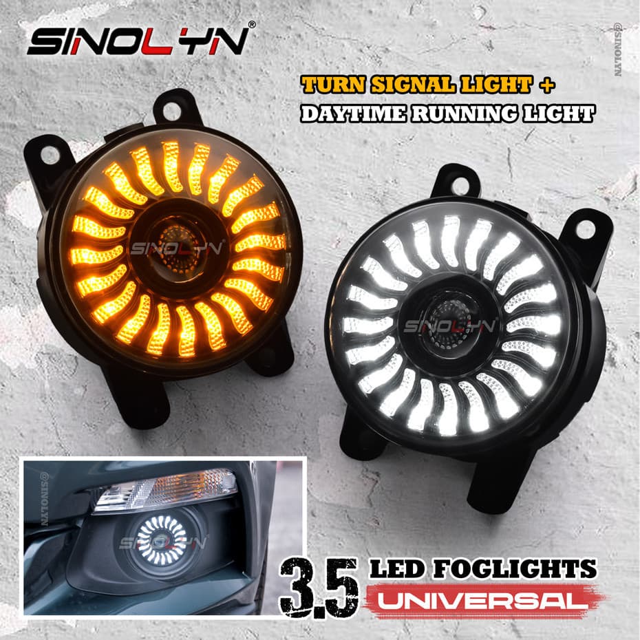 Sinolyn Luzes De Neblina Led De 3.5 Polegadas 36W Âmbar Amarelo Chips Interruptor De Sinal De Mudança De Direção Olho De