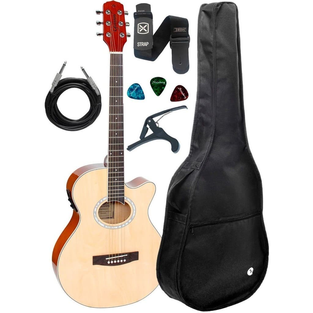 Violão Elétrico Giannini Gsf-1d Natural  Kit Capa Completo