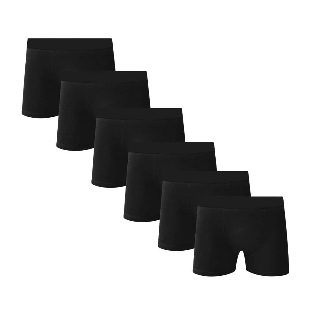 Kit 6 Cueca Box Boxer Lisa Básica Confortável Preta Microfibra