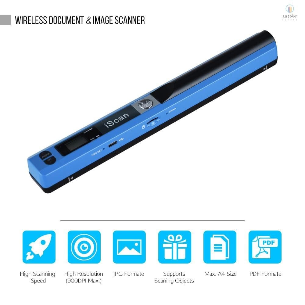 Scanner Portátil Sem Fio Tipo Varinha A4 900DPI, Suporta PDF JPG, Tela LCD, Inclui Cartão TF 8GB + Bolsa Protetora para