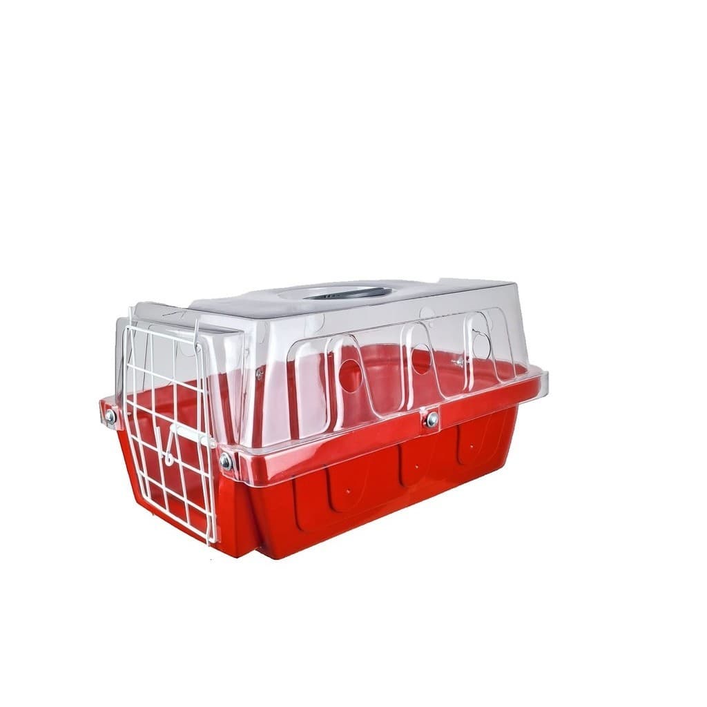 Caixa De Transporte Pet Transparente/Vermelha