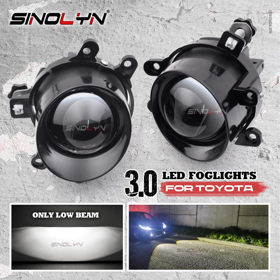 H11 LED Farol De Neblina Para Toyota Vios Avanza Yaris Corolla Camry À Prova D'água Lente De Projetor De 3' Acessórios
