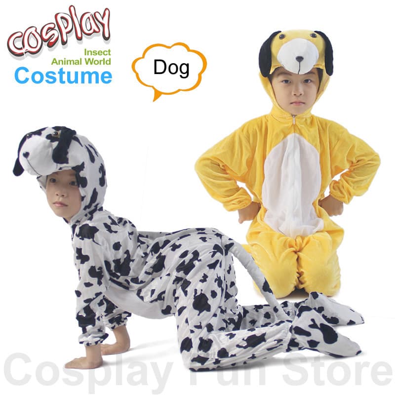 Fantasia de Cão Manchado para Cosplay Infantil, Macacão de Veludo para Apresentações de Dança, Vestuário para Festas Inf