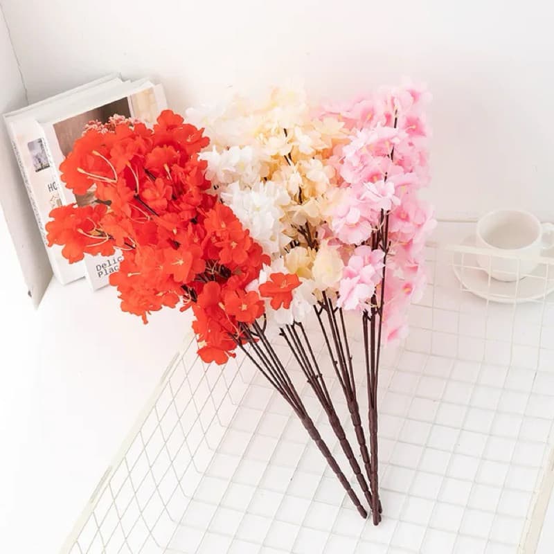 Flores artificiais de cerejeira, pessegueira de ramo curto para decoração, festas, e casamento - BH802266