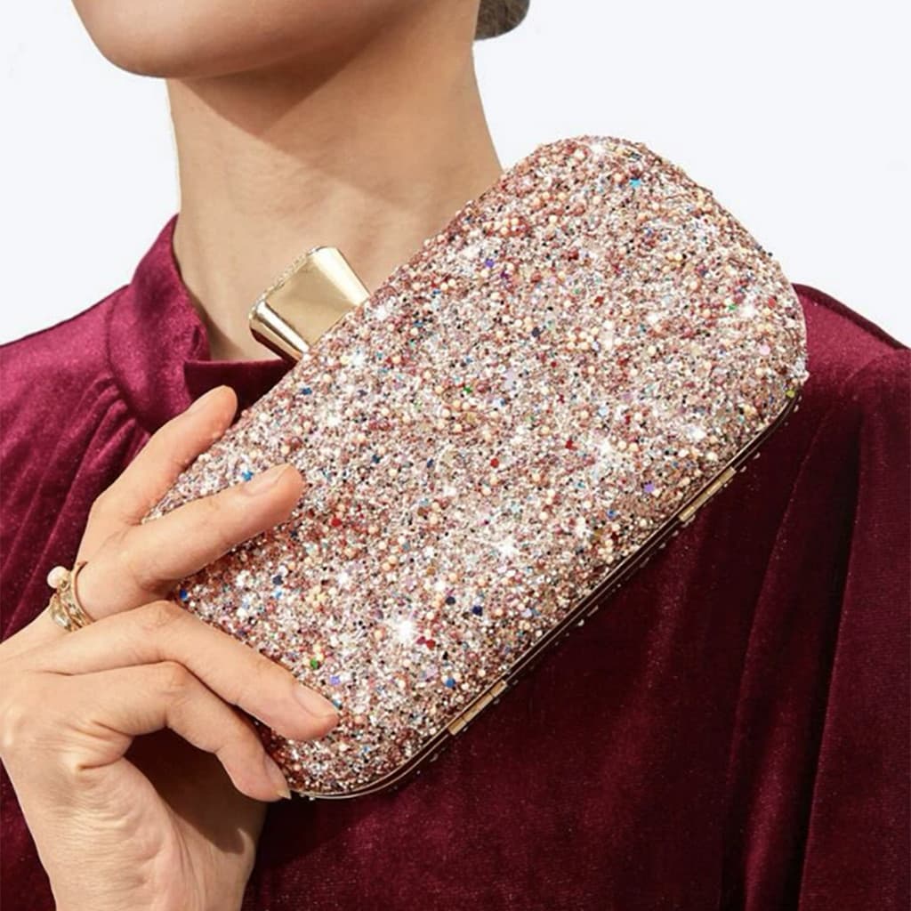 Bolsa Clutch Feminina com Brilho Pedrarias para Casamento e Festa Alça Removível  Y1108