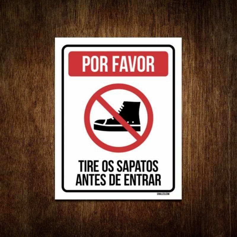 Placa Decorativa MDF Por Favor Tire os Sapatos antes de Entrar