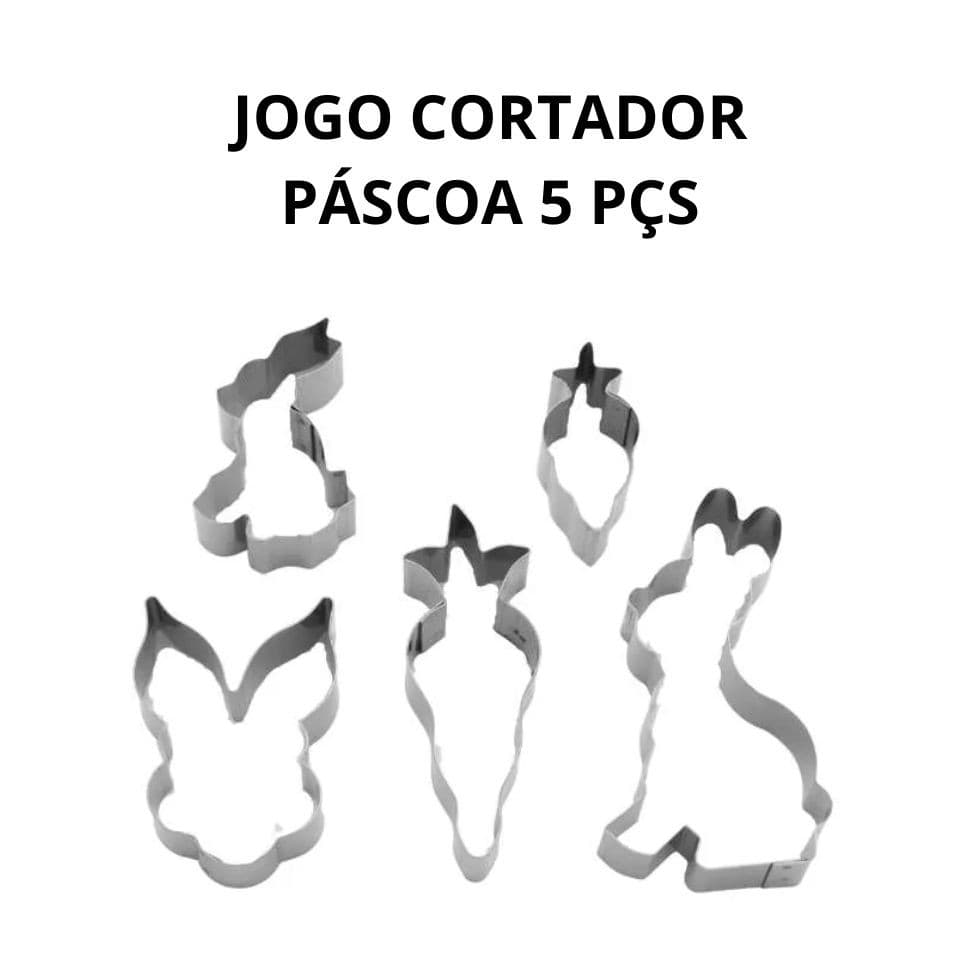 Jogo cortador de Páscoa 5 Peças  em Inoxx