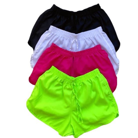 short Tactel feminino sem elastano caminhada casual esportivo saída de praia leve e confortável P M G GG