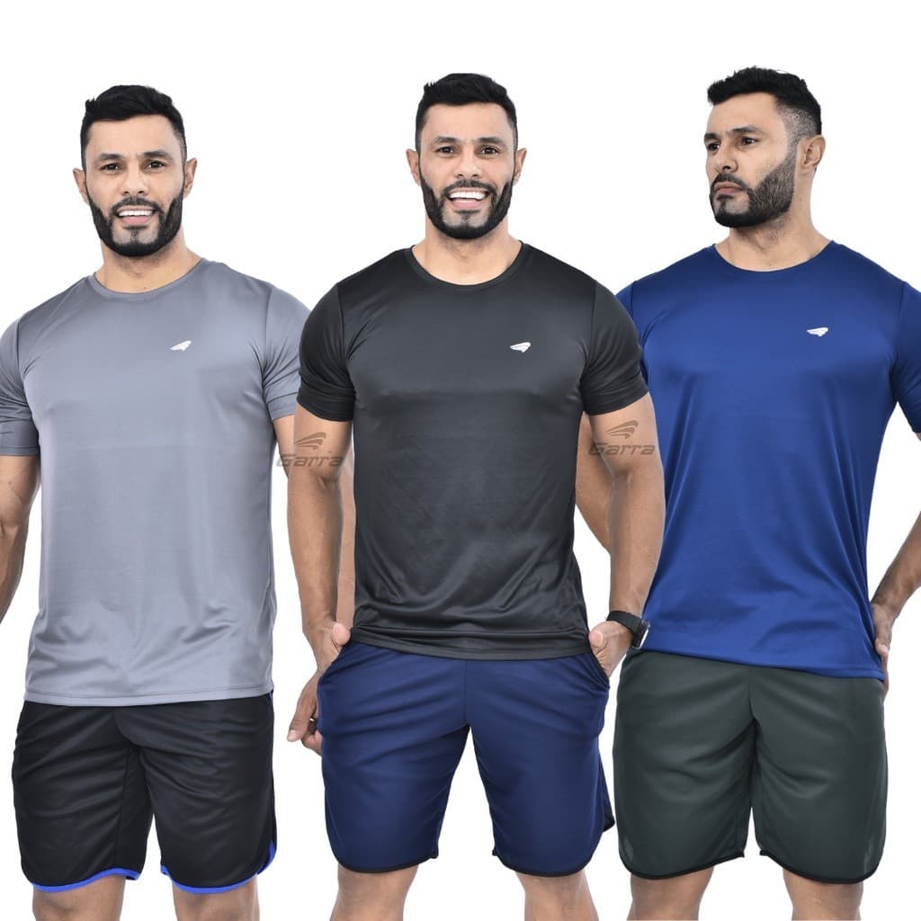 Kit Bermuda Street com Camiseta Manga Curta Dry para Atividade Física e Academia