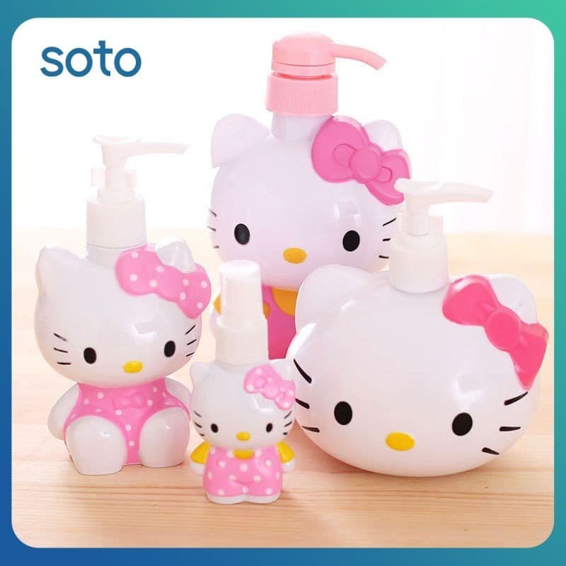 Soto 500ml Hello Kitty Squeeze Garrafa Gel De Banho Desinfetante Para As Mãos Sabonete Líquido Bonito Dos Desenhos Animados Anime Menina Coração Alta Capacidade Engarrafado