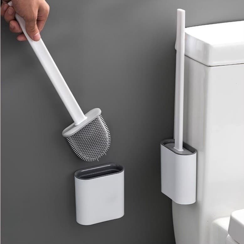 Kit Escova Sanitária Quadrada Limpeza Banheiro Parede Silicone privada suporte