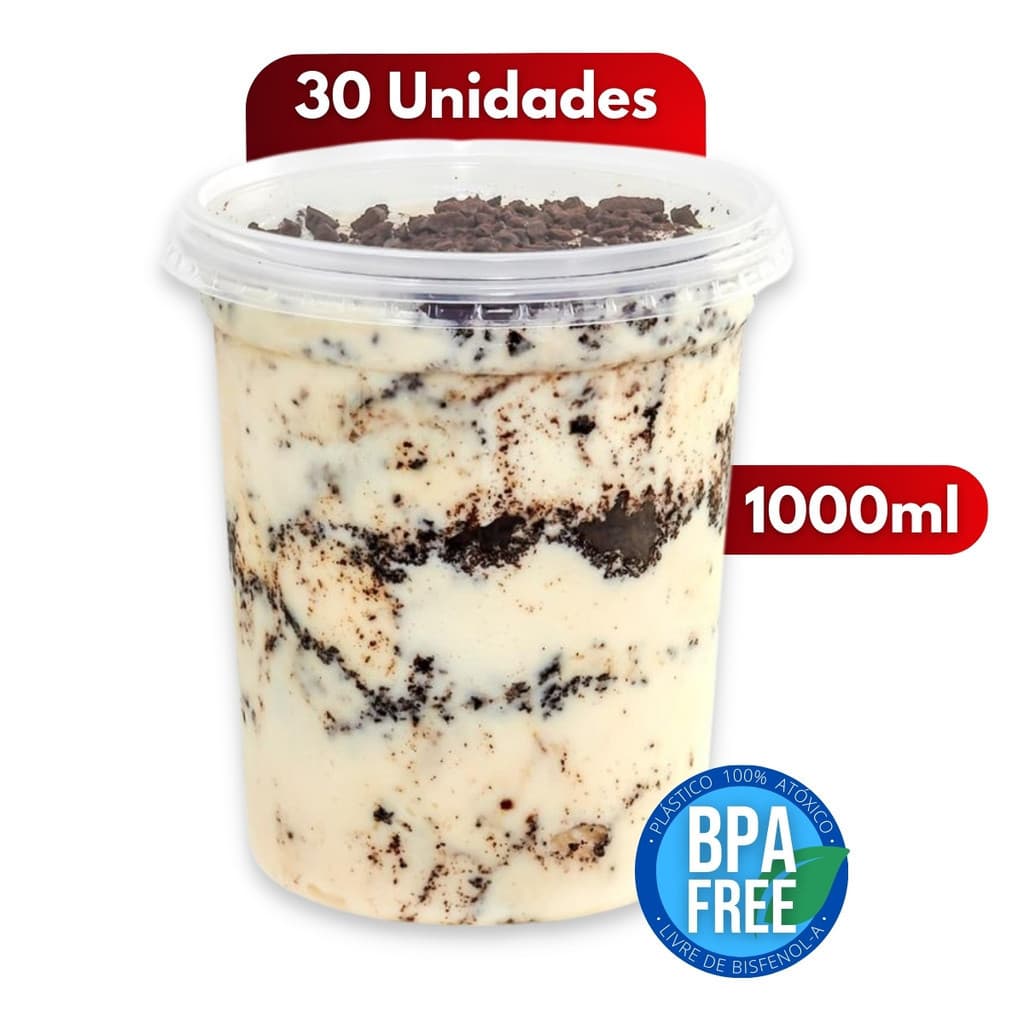 30 Pote Redondo 1L Bolo de Pote Doces Salgado C/ Tampa Lacre