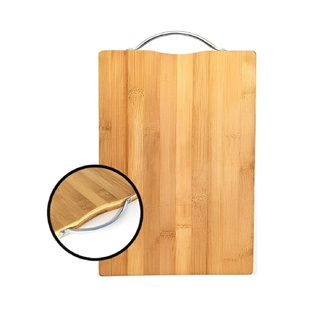 Tábua De Corte Bambu Churrasco Cozinha C/ Alça Resistente