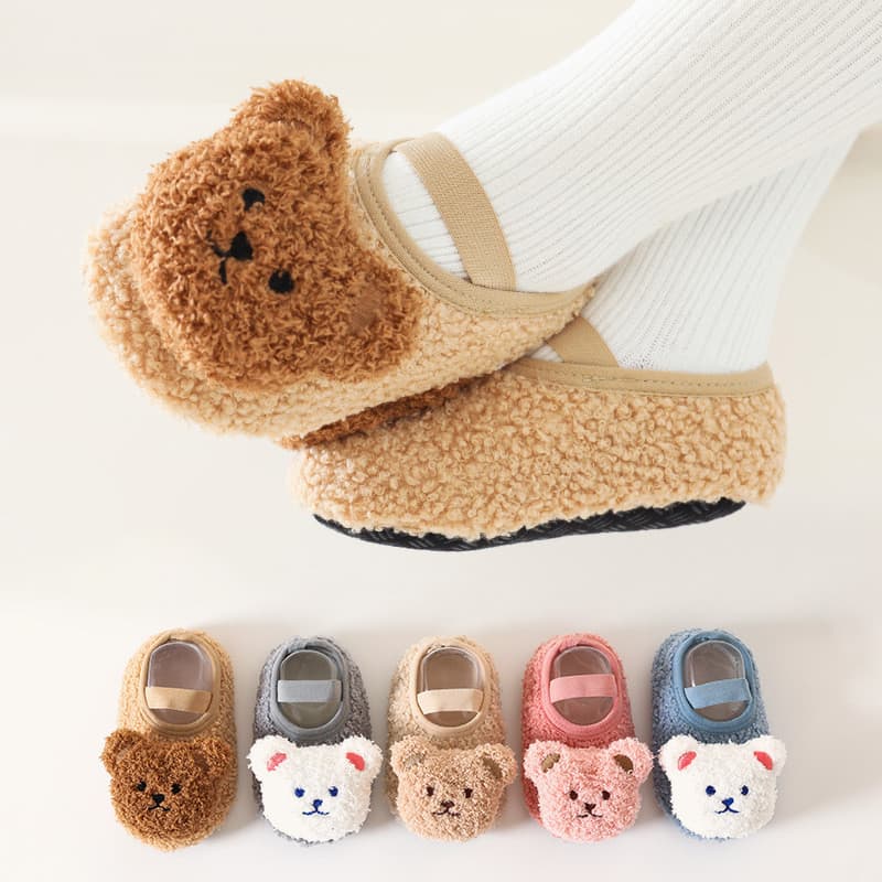 Bonito Urso Bebê Meias De Chão Antiderrapante Grosso Sola Macia Infantil Menino Menina Interior Confortável Algodão Cria