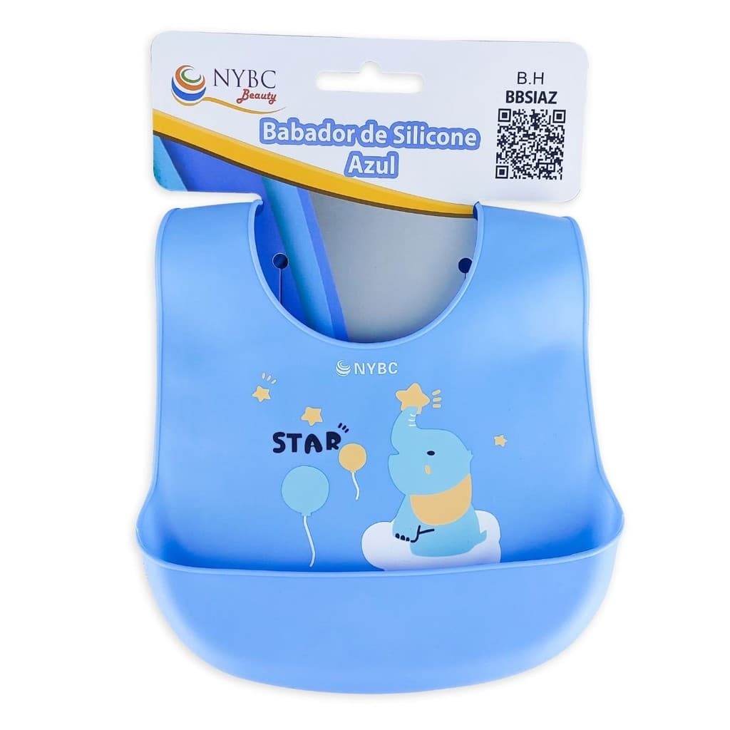 Babador De Silicone Azul Sílica Gel NYBC