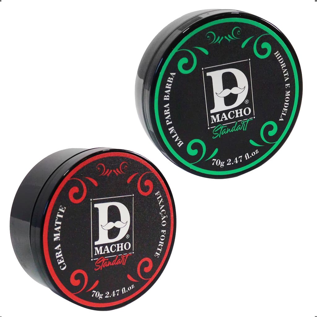 Kit 2 Pomadas Barba Definida e Cabelo com  Fixação e Brilho Matte efeito de molhado e brilho Masculino Cabeleireiro