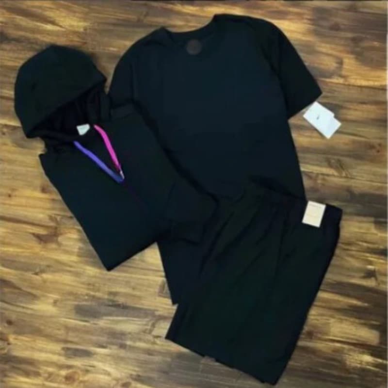 Conjunto com 4 peças Malha Premium Moletom Camiseta Short e Calça Kit Completo ou Peças Avulsas CORDÂO ROSA E ROXO