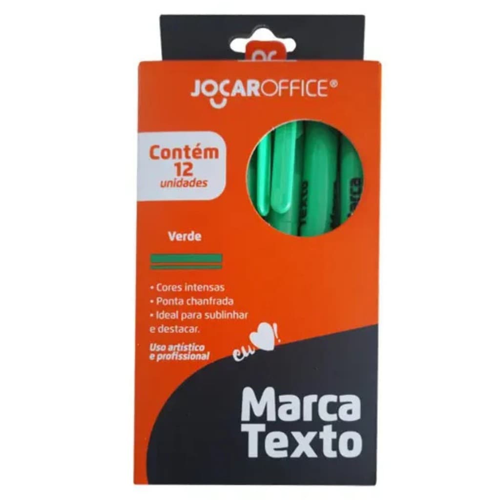 CANETA MARCA TEXTO COR VERDE FLUORESCENTE NÃO MANCHA CX 12 UNIDADES - LEONORA