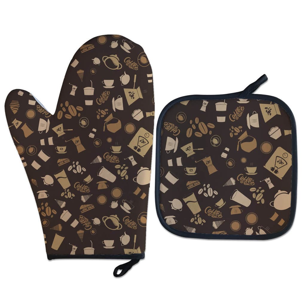 kit Luva Térmica com Pegador Coffee Marrom Cozinha Criativa
