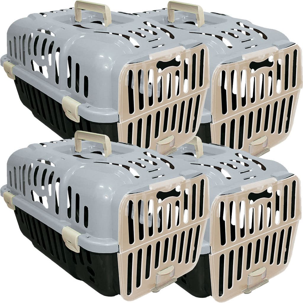 Kit 4 Caixas Casinha Cachorro de Transporte Furacao Pet Joy Cinza (Export) N1