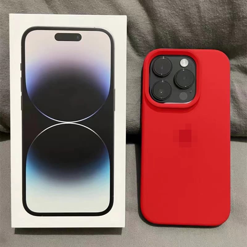 Nova Capa De Telefone De Silicone Fosco Líquido Antiderrapante Vermelho Engrossar Para IP IPhone 7 8 14 15 Plus X XR XS Max 11 12 13 Pro 11prm 12prm 13prm 14prm 15prm Logotipo Da Apple Menina
