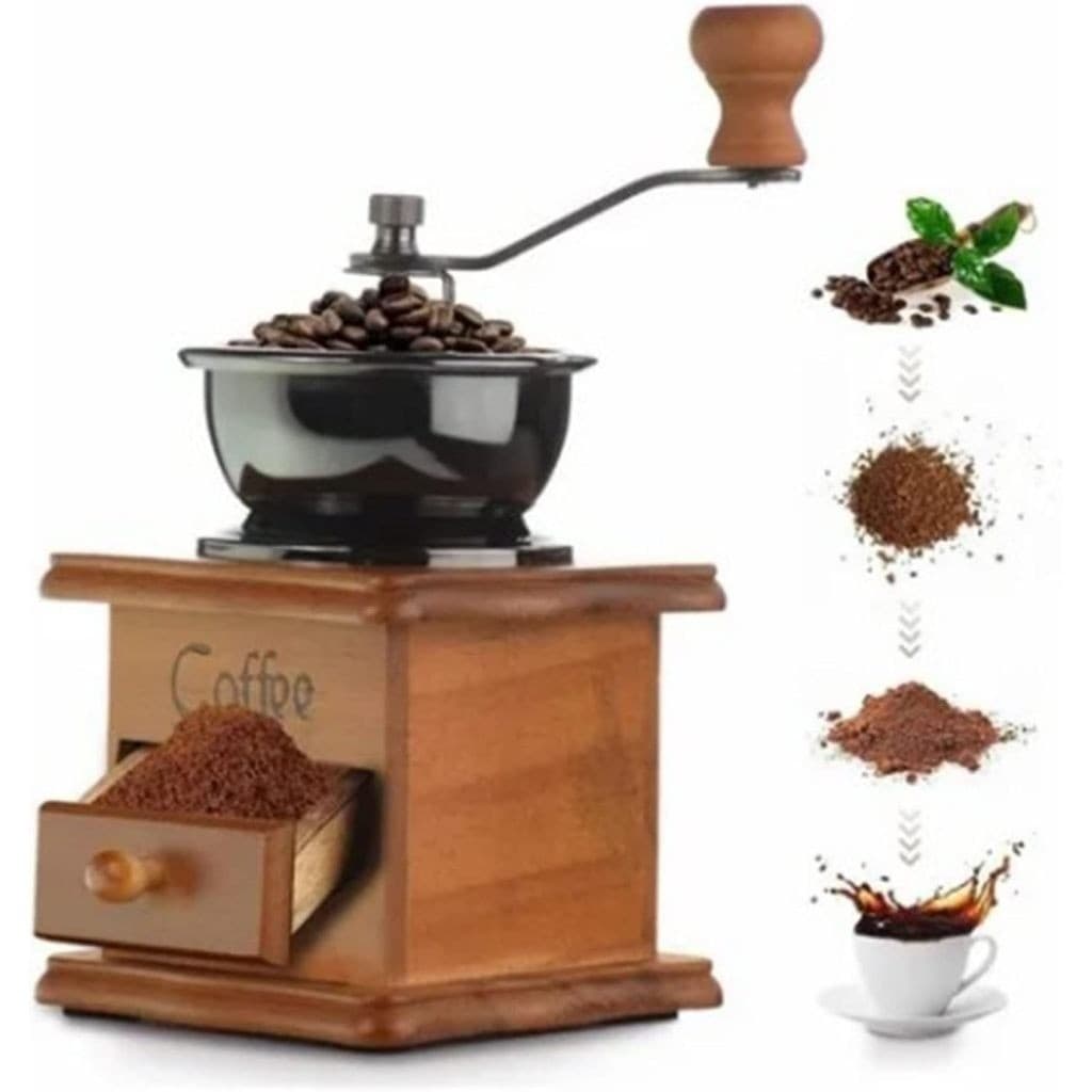 Moedor De Café Manual Gourmet C/ Regulagem De Moagem Transforma Em Pó Moedor De Mão De Madeira Marrom Portátil De