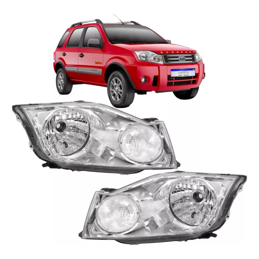 Par Farol Ecosport 2008 A 2012 Foco Simples Mascara Cromada