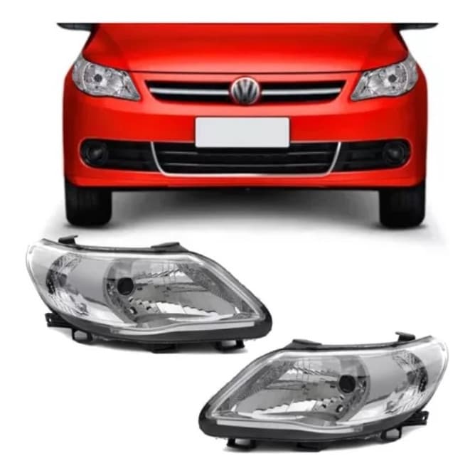 Farol Gol Saveiro Voyage G5 2008 A 2013 Foco Simples Máscara Cromada